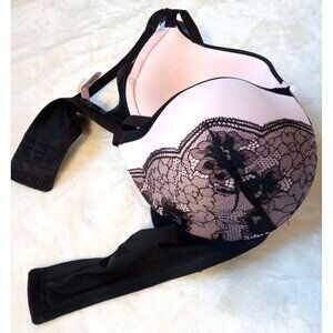 NWT Maiden Form Push Up Bra 40D Pink Black Lace Sexy
